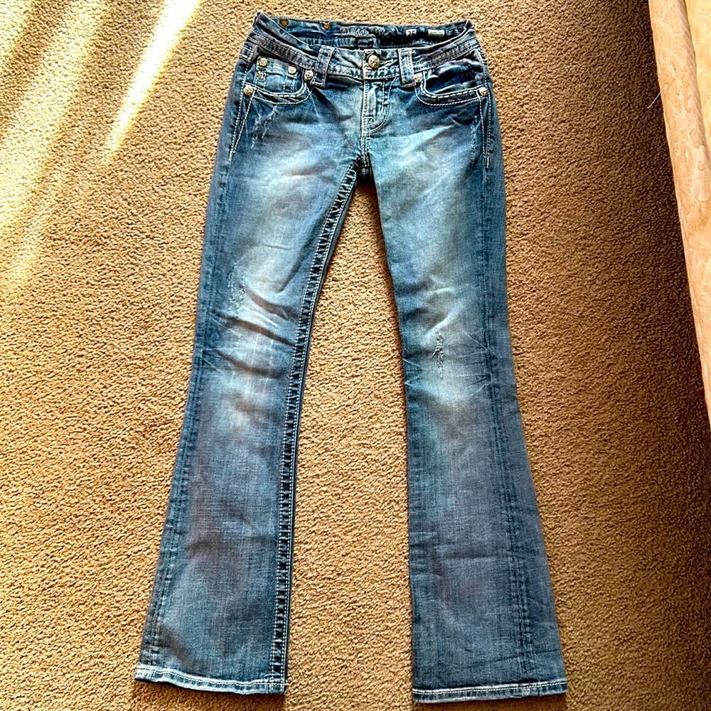 Miss me jeans teal and light pink back
